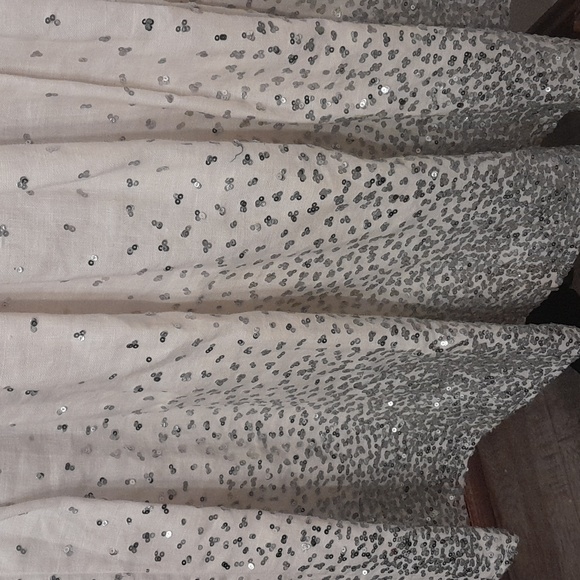 Marciano Cream Pleated Skirt with Silver Sequins. 6 - Picture 2 of 6